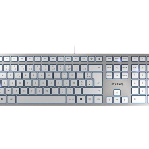 CHERRY KC 6000 SLIM Clavier 105+6 touches USB blanc/argent Layout FRANCAIS