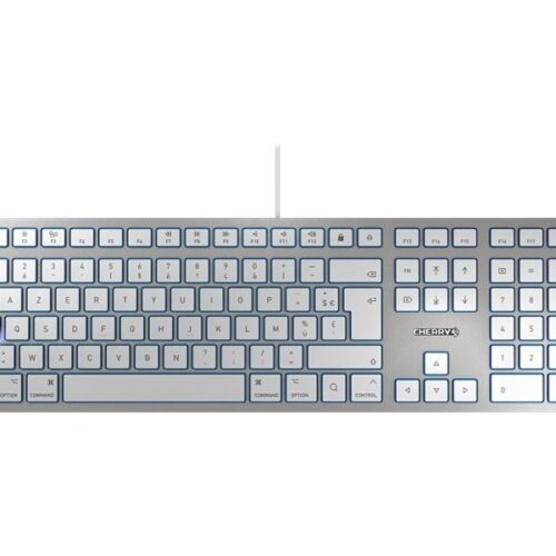 CHERRY KC 6000 Slim For MAC Filaire Clavier 105+6 Touches USB Blanc/Argent Layout FRANCAIS
