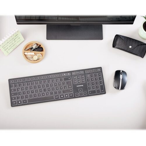 CHERRY KW 9100 SLIM Wireless Keyboard USB and Bluetooth black rechargeable (FR)