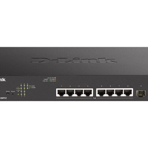 D-LINK 10-Port Layer2 PoE+ Gigabit Smart Switch 8x 10/100/1000Mbit/s TP RJ-45 PoE Port 802.3af/at Power-over-Ethernet up to 30 Watt