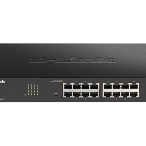 D-LINK 16-Port Layer2 Smart Gigabit Switch16x 10/100/1000Mbps TP RJ-45 Port802.3x Flow Control Trunking up to 8 Ports