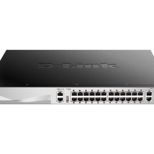 D-LINK L3 Light Switch 24 Gigabit PoE/PoE+ ports & 2 10GBASE-T Ports & 4 10GbE SFP+ ports 370 W PoE Budget 740W with DPS-700