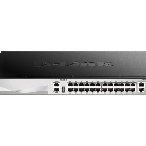 D-LINK L3 Light Switch 24 Gigabit Ports & 2 10GBASE-T Ports & 4 10GbE SFP+ Ports Physical Stack Up To 9 Units
