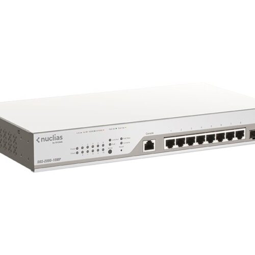 D-LINK Nuclias Cloud Switch Smart+ L2 with 1year Free License 8 Gigabit PoE/PoE+ & 2 SFP ports PoE budget 130