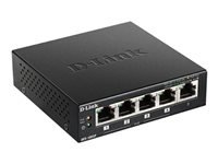 D-LINK Switch metallique Fast Ethernet non manageable 5 ports 10/100Mbps dont un PoE – sans ventilateur – GREEN