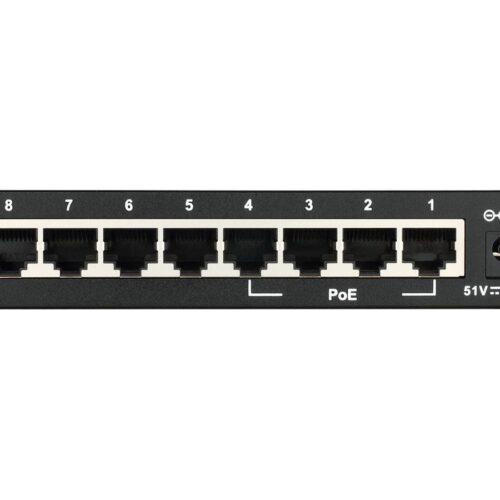 D-LINK Switch metallique Fast Ethernet non manageable 8 ports 10/100Mbps dont 4 ports PoE – format bureau