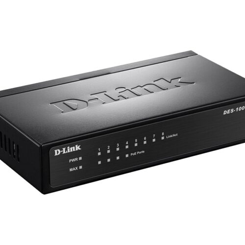 D-LINK Switch metallique Fast Ethernet non manageable 8 ports 10/100Mbps dont 4 ports PoE – format bureau