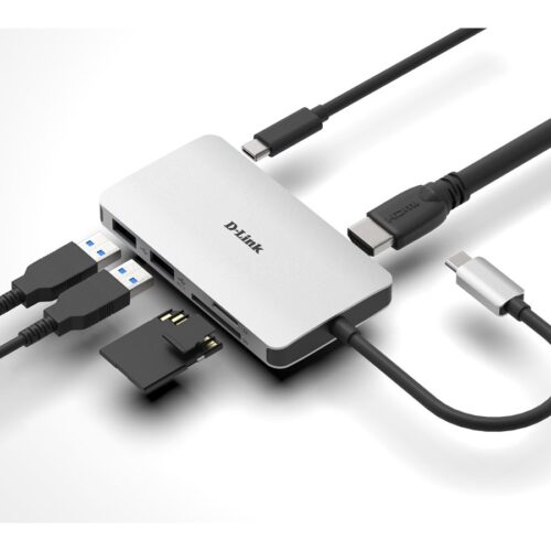 D-LINK USB-C 6-en-1 HDMI SD /microSD card reader and charging
