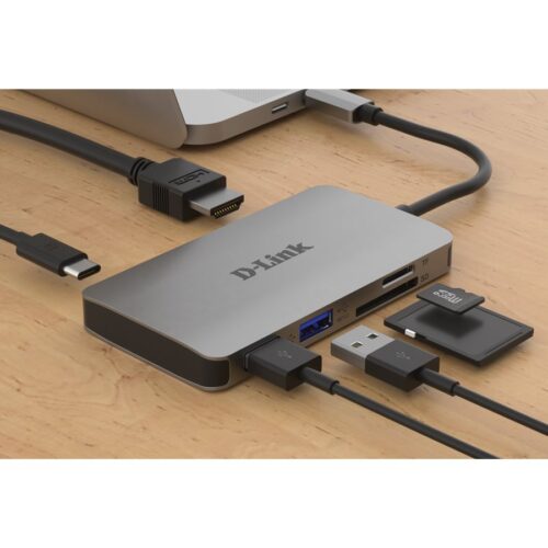 D-LINK USB-C 6-en-1 HDMI SD /microSD card reader and charging