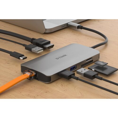 D-LINK USB-C 8-en-1 HDMI SD /microSD card reader and charging