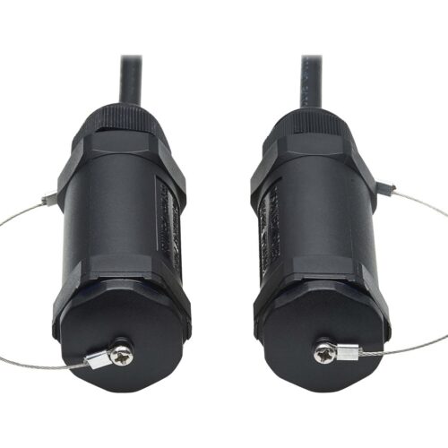 EATON High-Speed Armored HDMI Fiber Active Optical Cable AOC with Hooded Connectors 4K 60Hz HDR IP68 M/M Black 30m