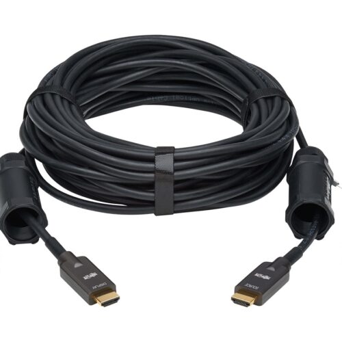 EATON High-Speed Armored HDMI Fiber Active Optical Cable AOC with Hooded Connectors 4K 60Hz HDR IP68 M/M Black 50m