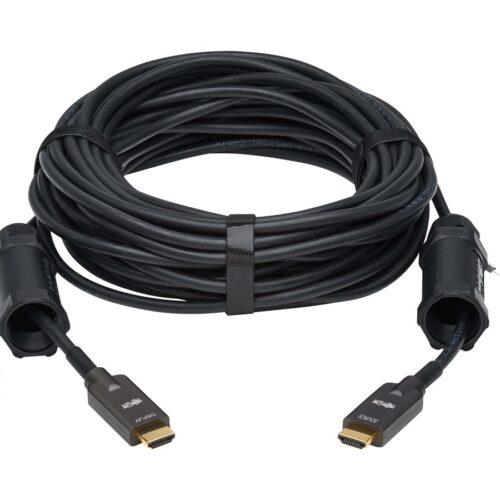 EATON High-Speed Armored HDMI Fiber Active Optical Cable AOC with Hooded Connectors and Reel 4K 60Hz HDR IP68 M/M Black 100m