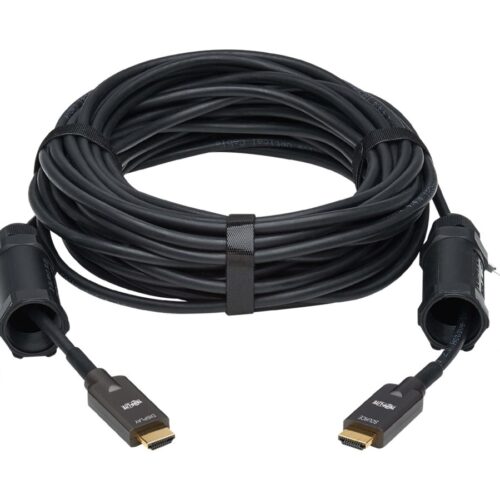 EATON High-Speed Armored HDMI Fiber Active Optical Cable AOC with Hooded Connectors and Reel 4K 60Hz HDR IP68 M/M Black 70m