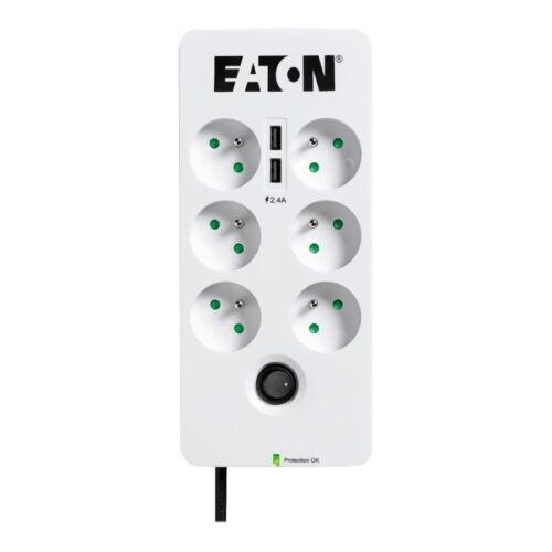 EATON Multiprises parafoudre 10A Protection Box 6 prises FR Port USB