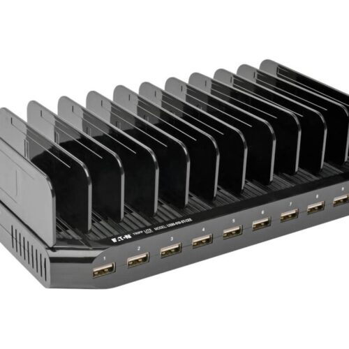 EATON TRIPPLITE 10Port USB Charging Station with Adjustable Storage 12V 8A 96W USB Charger Output Schuko Power Cord