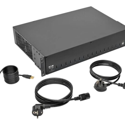 EATON TRIPPLITE 16-Port USB Charging Station with Syncing 230V 5V 40A 200W USB Charger Output 2U Rack-Mount