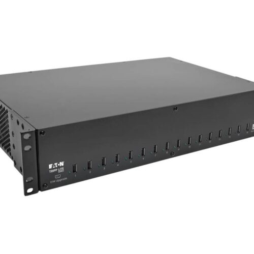 EATON TRIPPLITE 16-Port USB Charging Station with Syncing 230V 5V 40A 200W USB Charger Output 2U Rack-Mount