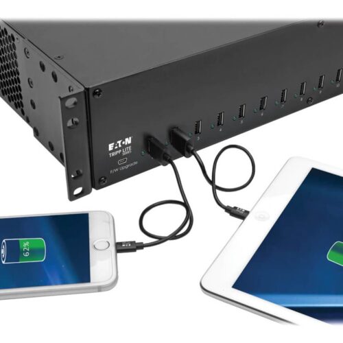 EATON TRIPPLITE 16-Port USB Charging Station with Syncing 230V 5V 40A 200W USB Charger Output 2U Rack-Mount