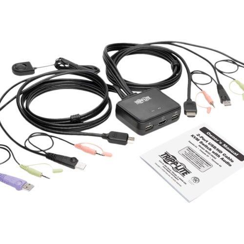 EATON TRIPPLITE 2-Port USB/HD Cable KVM Switch with Audio/Video Cables and USB Peripheral Sharing