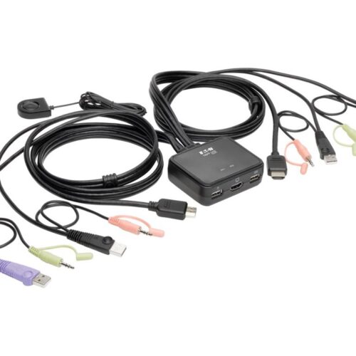 EATON TRIPPLITE 2-Port USB/HD Cable KVM Switch with Audio/Video Cables and USB Peripheral Sharing