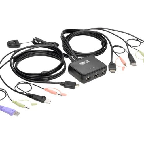 EATON TRIPPLITE 2-Port USB/HD Cable KVM Switch with Audio/Video Cables and USB Peripheral Sharing