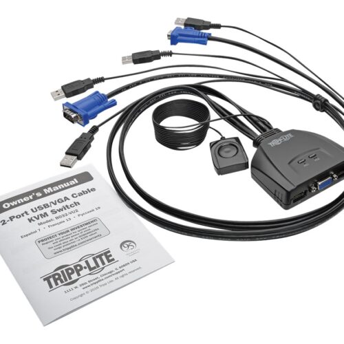 EATON TRIPPLITE 2-Port USB/VGA Cable KVM Switch with Cables and USB Peripheral Sharing