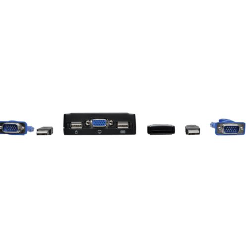 EATON TRIPPLITE 2-Port USB/VGA Cable KVM Switch with Cables and USB Peripheral Sharing
