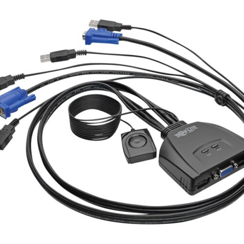 EATON TRIPPLITE 2-Port USB/VGA Cable KVM Switch with Cables and USB Peripheral Sharing