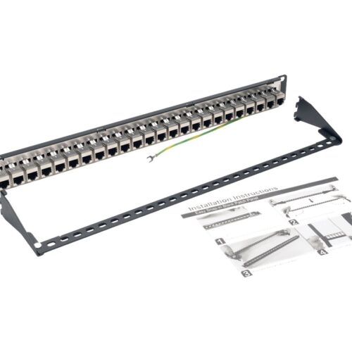 EATON TRIPPLITE 24-Port 1U Rack-Mount STP Shielded Cat6a Feedthrough Patch Panel RJ45 Ethernet TAA