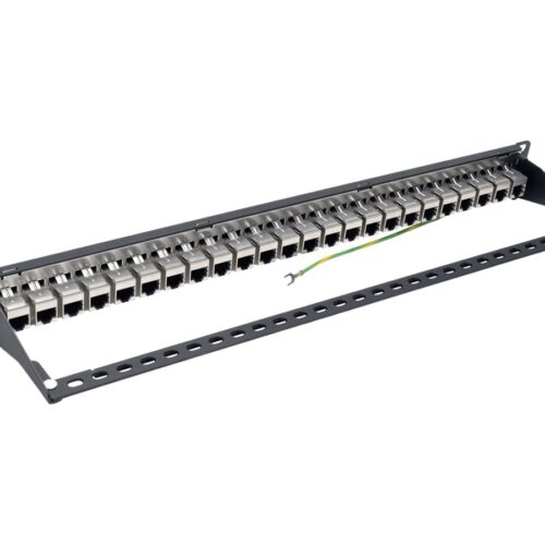 EATON TRIPPLITE 24-Port 1U Rack-Mount STP Shielded Cat6a Feedthrough Patch Panel RJ45 Ethernet TAA
