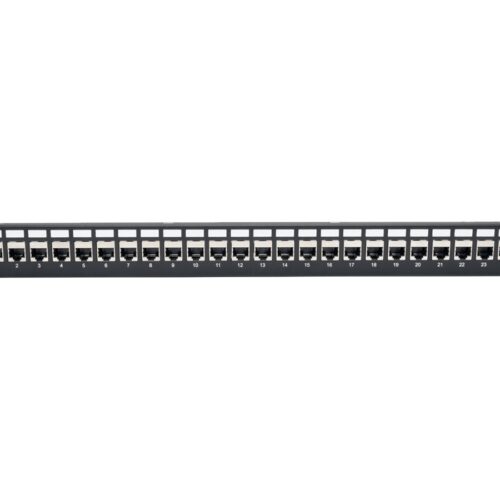EATON TRIPPLITE 24-Port 1U Rack-Mount STP Shielded Cat6a Feedthrough Patch Panel RJ45 Ethernet TAA