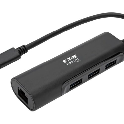 EATON TRIPPLITE 3-Port USB-C Hub with LAN Port USB-C to 3x USB-A Ports and Gbe USB 3.0 Black