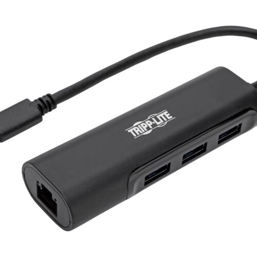 EATON TRIPPLITE 3-Port USB-C Hub with LAN Port USB-C to 3x USB-A Ports and Gbe USB 3.0 Black