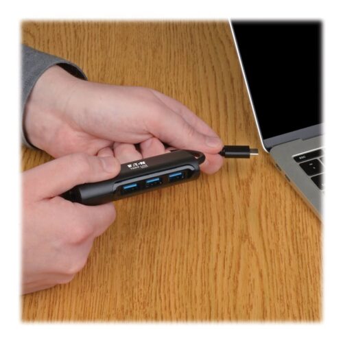 EATON TRIPPLITE 3-Port USB-C Hub with LAN Port USB-C to 3x USB-A Ports and Gbe USB 3.0 Black
