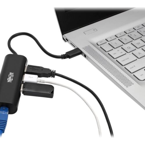 EATON TRIPPLITE 3-Port USB-C Hub with LAN Port USB-C to 3x USB-A Ports and Gbe USB 3.0 Black