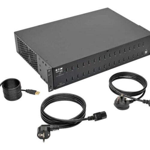 EATON TRIPPLITE 32-Port USB Charging Station with Syncing 230V 5V 80A 400W USB Charger Output 2U Rack-Mount