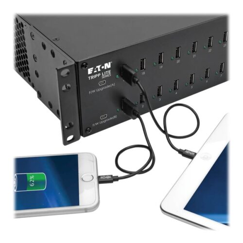 EATON TRIPPLITE 32-Port USB Charging Station with Syncing 230V 5V 80A 400W USB Charger Output 2U Rack-Mount