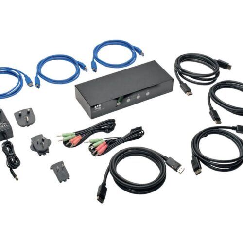 EATON TRIPPLITE 4-Port DisplayPort KVM Switch with Audio Cables and USB 3.0 SuperSpeed Hub