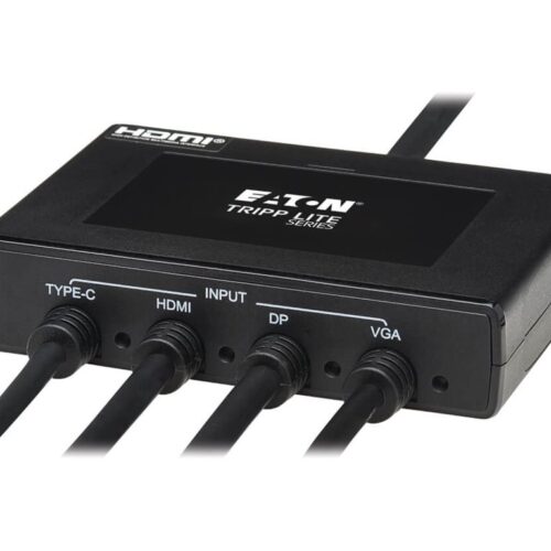 EATON TRIPPLITE 4-Port Presentation Adapter 4K 60Hz 4:4:4 HDMI DP USB-C and 1080p VGA to HDMI Built-In Cables