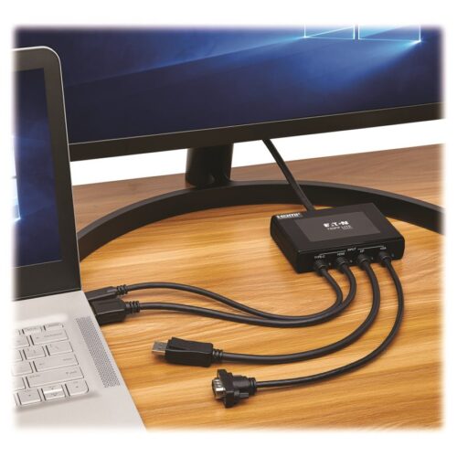 EATON TRIPPLITE 4-Port Presentation Adapter 4K 60Hz 4:4:4 HDMI DP USB-C and 1080p VGA to HDMI Built-In Cables