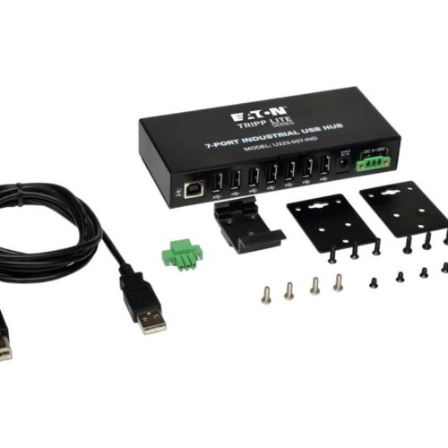 EATON TRIPPLITE 7-Port Industrial-Grade USB 2.0 Hub 15kV ESD Immunity Metal Housing Mountable