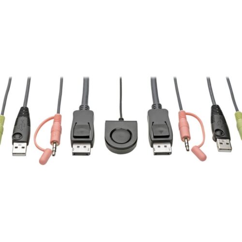 EATON TRIPPLITE Commutateur KVM 2 ports DisplayPort 1.1/USB avec audio/vidéo câbles intégrés partage de périphériques USB