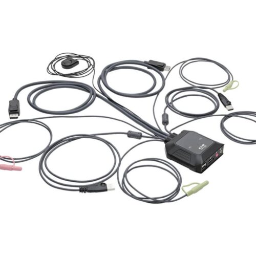 EATON TRIPPLITE Commutateur KVM 2 ports DisplayPort 1.1/USB avec audio/vidéo câbles intégrés partage de périphériques USB
