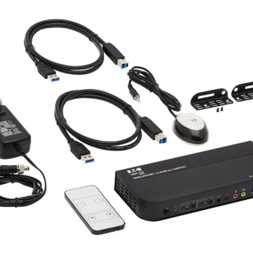 EATON TRIPPLITE Commutateur KVM 2 ports DisplayPort/USB 4K 60 Hz HDR HDCP 2.2 IR DP 1.4 partage USB câbles USB 3.0