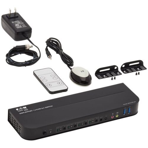 EATON TRIPPLITE Commutateur KVM 4 ports DisplayPort/USB 4K 60 Hz HDR HDCP 2.2 IR DP 1.4 partage USB