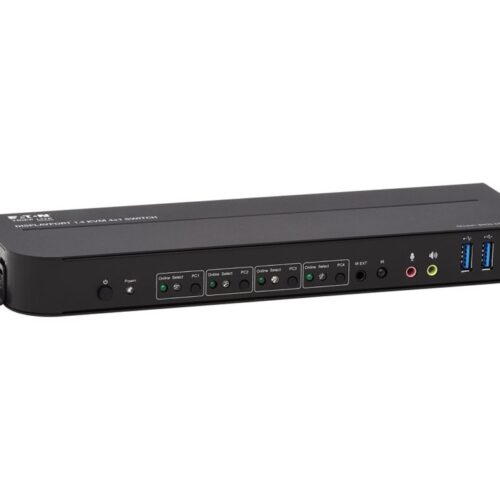 EATON TRIPPLITE Commutateur KVM 4 ports DisplayPort/USB 4K 60 Hz HDR HDCP 2.2 IR DP 1.4 partage USB