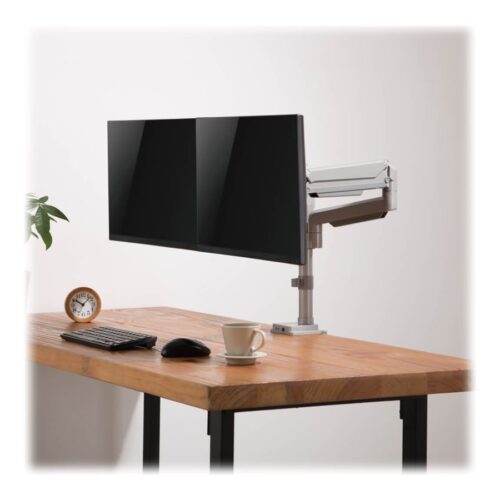 EATON TRIPPLITE Dual-Display Flex-Arm Mount for 13p to 34p Monitors – Clamp or Grommet USB Audio Ports