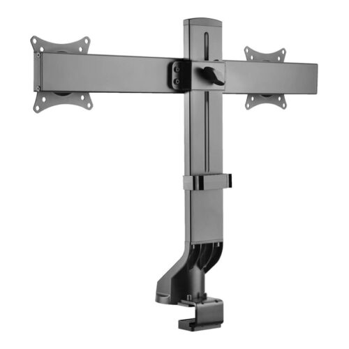 EATON TRIPPLITE Dual-Display Monitor Arm with Desk Clamp and Grommet – Height Adjustable 17p to 27p Monitors