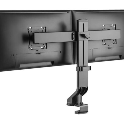 EATON TRIPPLITE Dual-Display Monitor Arm with Desk Clamp and Grommet – Height Adjustable 17p to 27p Monitors